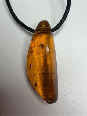 Adjustable Baltic Amber Pendant: Unisex Boho Stone Jewelry